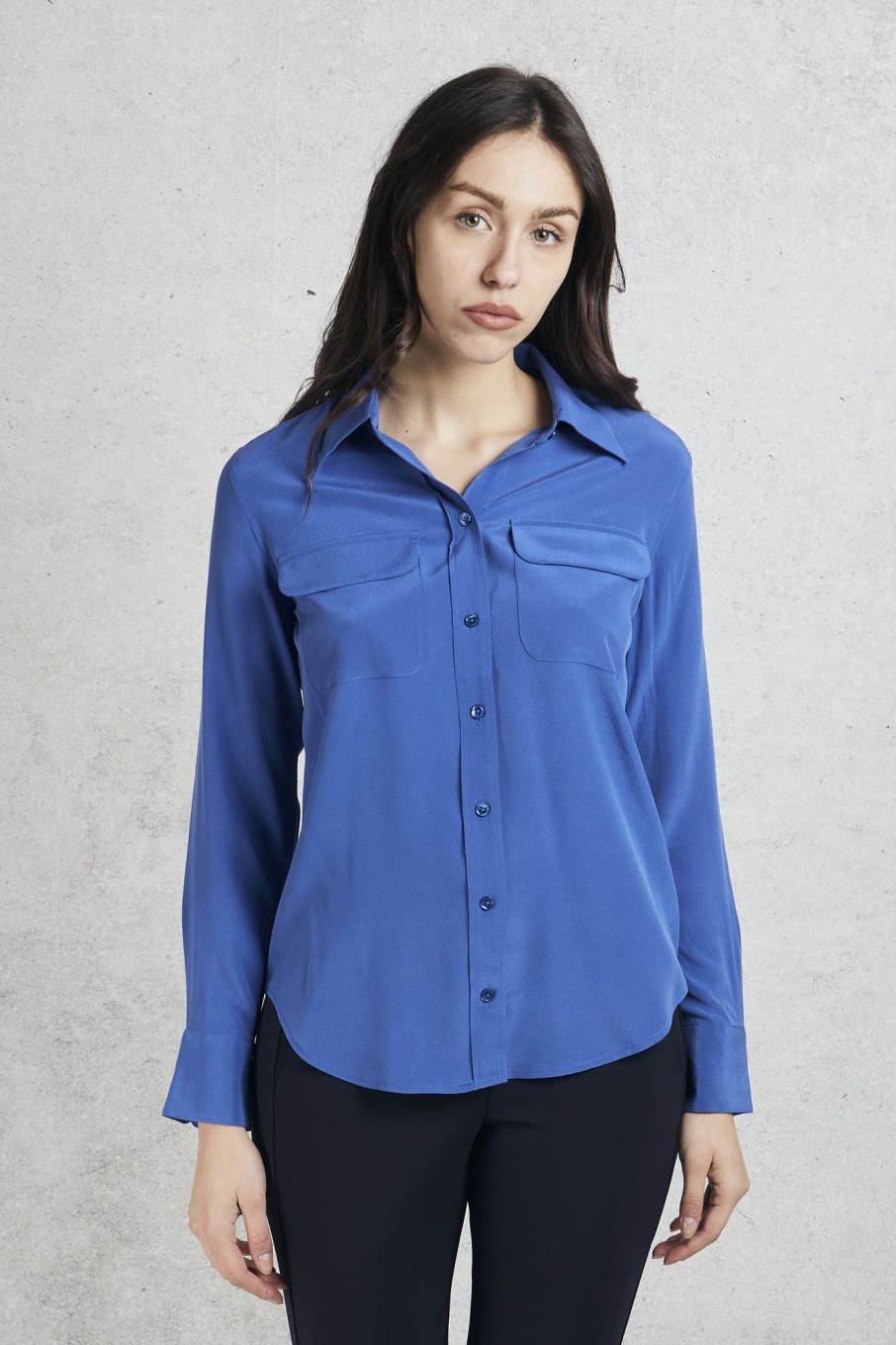 Donna equipment femme Camicie | Camicia In Seta Blu Donna