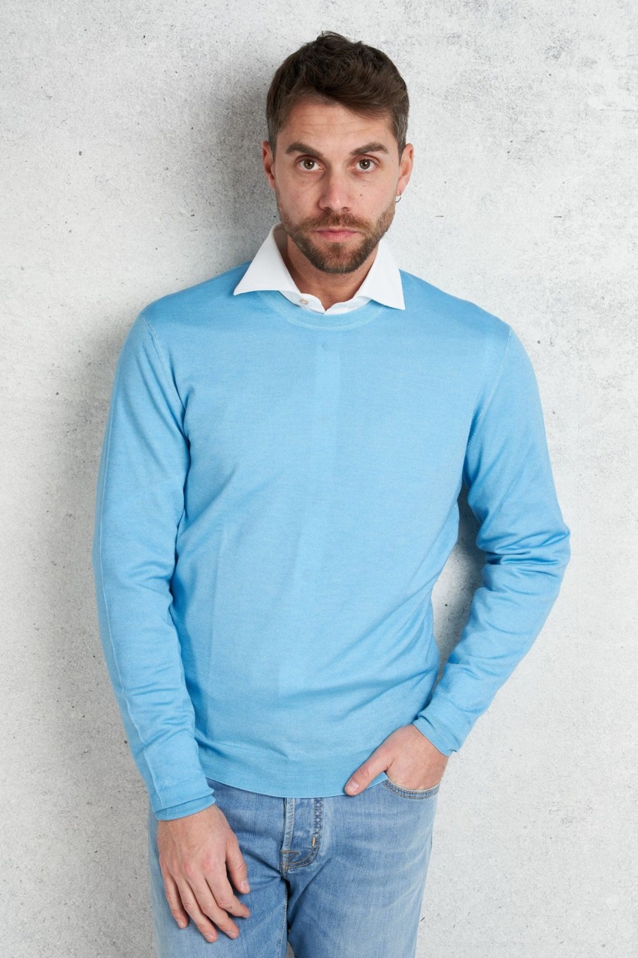 Uomo drumohr Maglie | Maglia Girocollo Azzurro Uomo