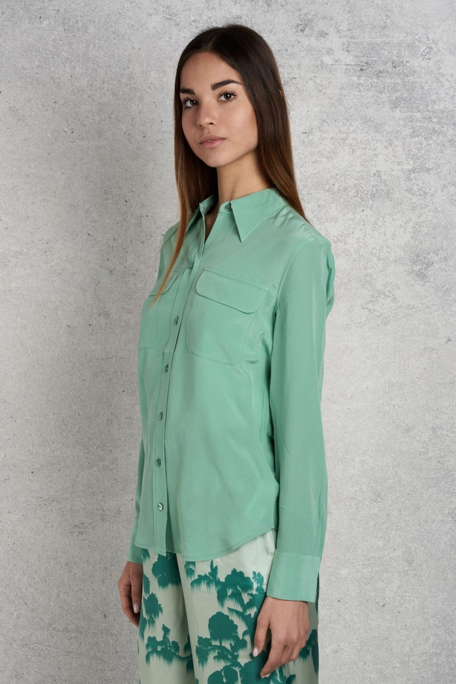 Donna equipment femme Camicie | Camicia In Seta Verde Donna