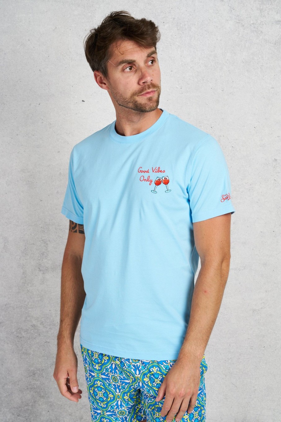 Uomo mc2 saint barth T-Shirts | T-Shirt With Embroidery Multicolor Uomo