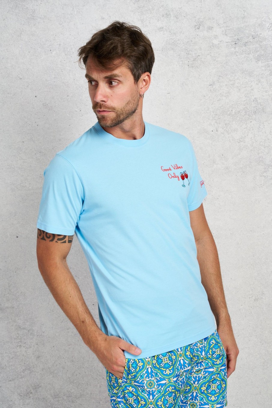 Uomo mc2 saint barth T-Shirts | T-Shirt With Embroidery Multicolor Uomo