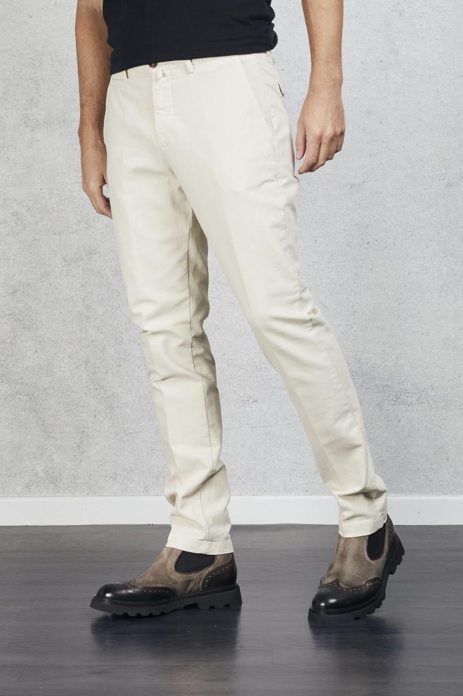 Uomo briglia 1949 Pantaloni | Pantalone Ventre Piatto Raso Doppiato Bianco Uomo