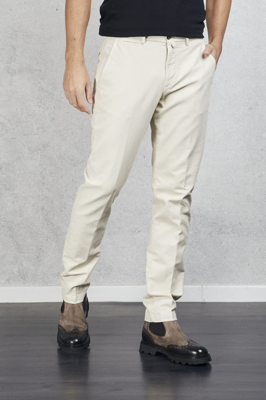 Uomo briglia 1949 Pantaloni | Pantalone Ventre Piatto Raso Doppiato Bianco Uomo