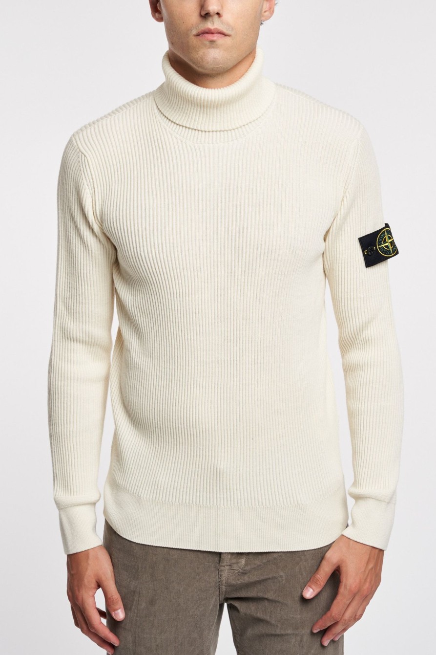 Uomo stone island Maglie | Maglia Costa Inglese Dolcevita Bianco