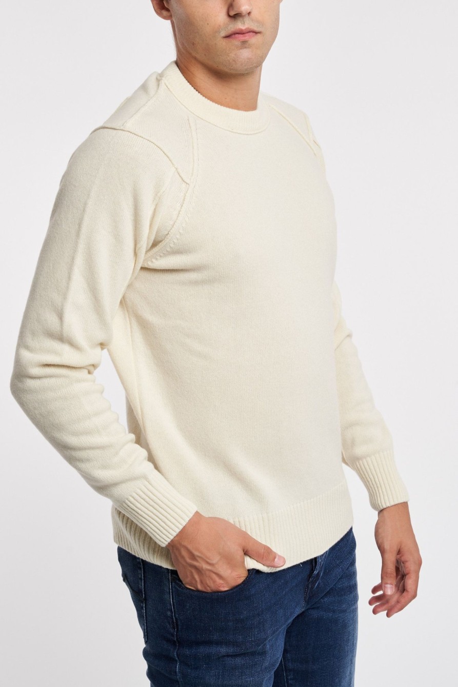 Uomo c.p. company Maglie | Pullover Lambswool Girocollo Bianco