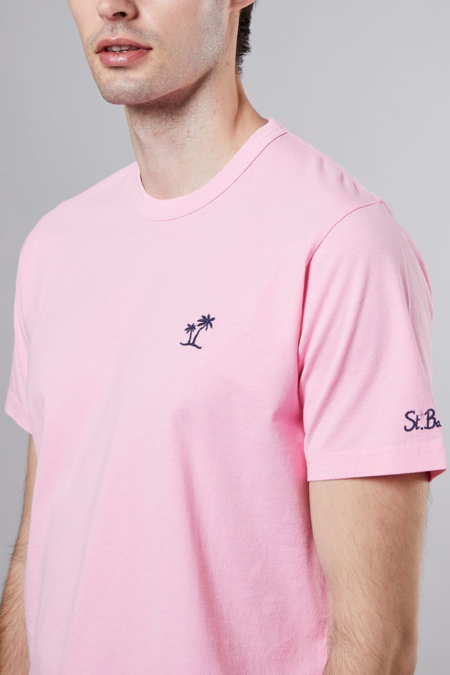 Uomo mc2 saint barth T-Shirts | T-Shirt Garment Dyed Rosa Uomo