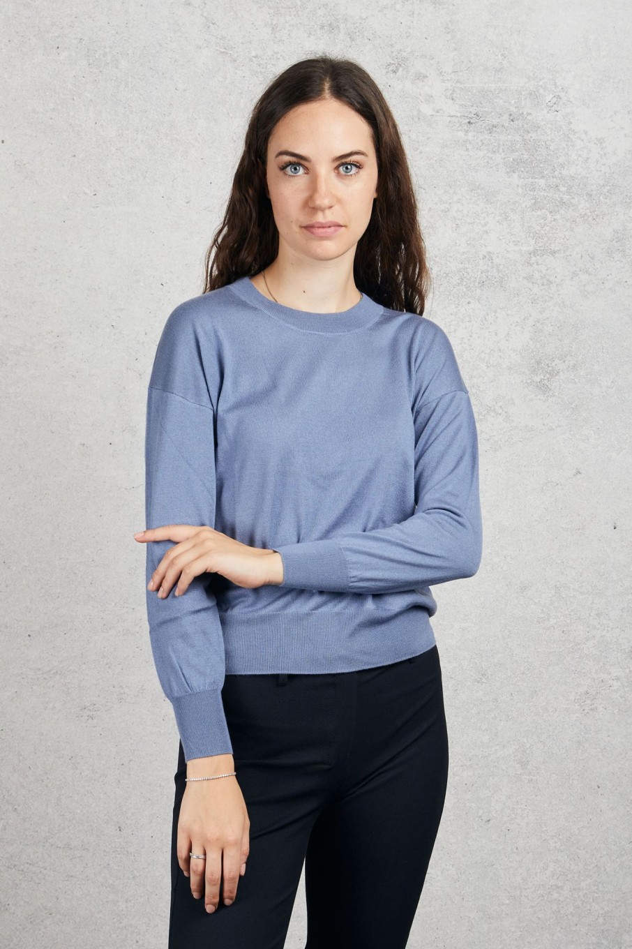 Donna purotatto Maglie | Crew Neck Sweater Blu Donna