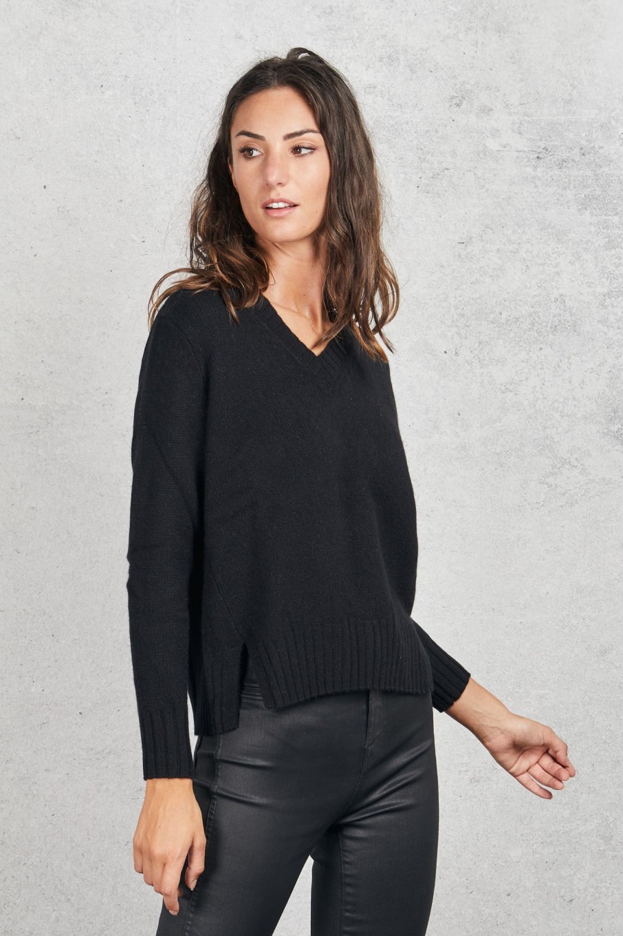 Donna purotatto Maglie | V Neck Sweater Nero Donna