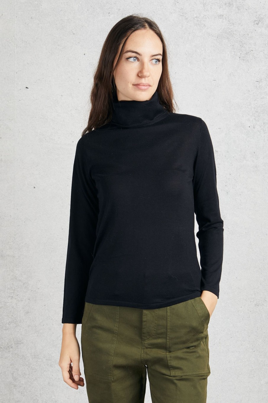 Donna kangra Maglie | Maglia Dolcevita Nero Donna