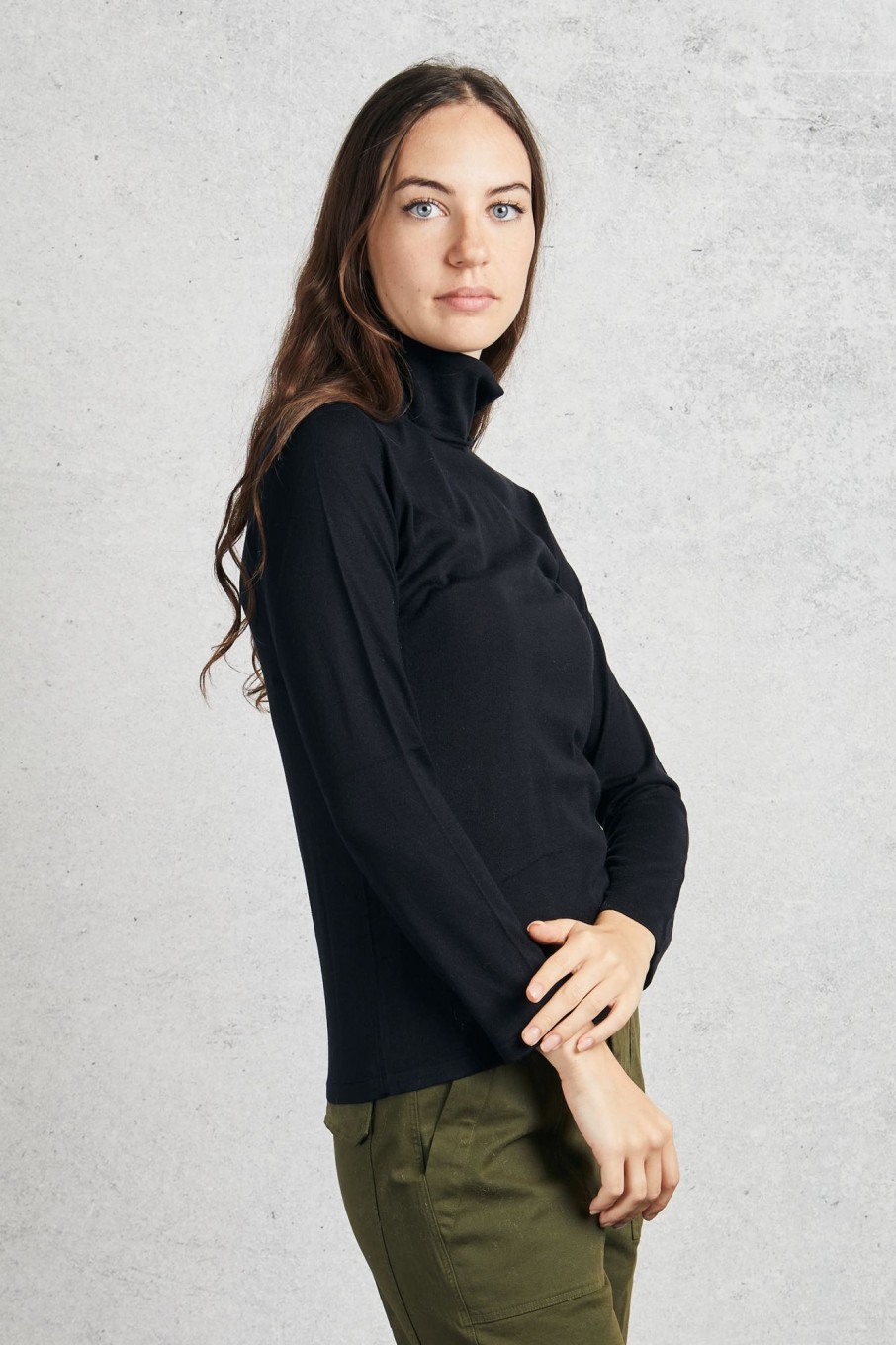 Donna kangra Maglie | Maglia Dolcevita Nero Donna