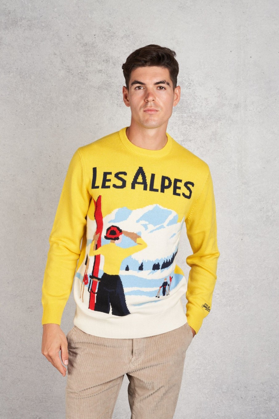 Uomo mc2 saint barth Maglie | Crewneck Sweater Giallo Uomo