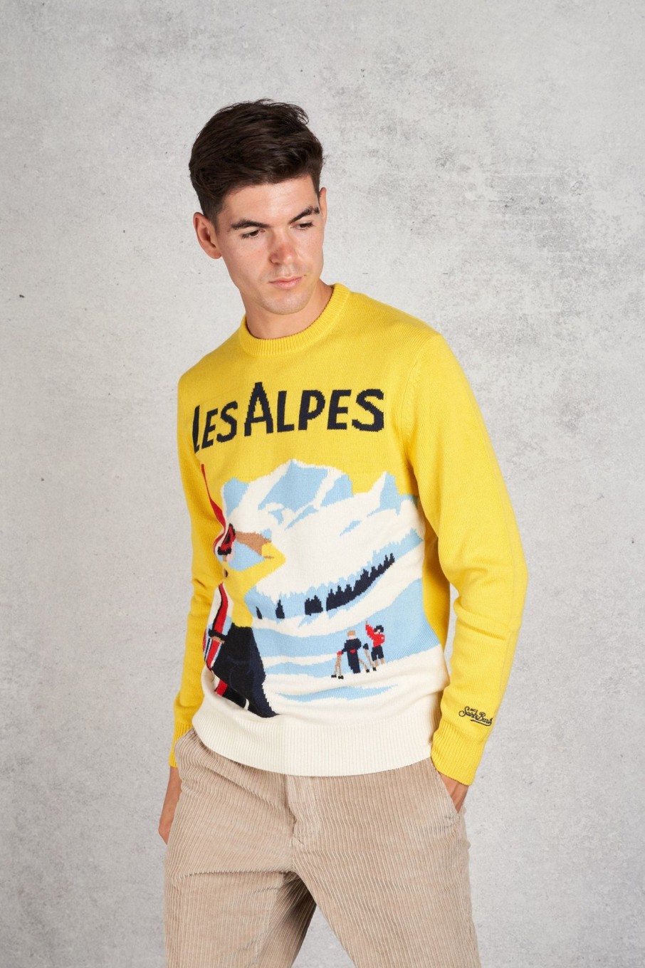 Uomo mc2 saint barth Maglie | Crewneck Sweater Giallo Uomo