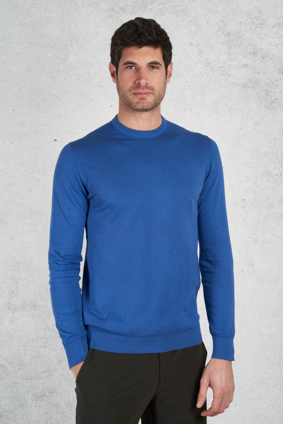 Uomo fedeli Maglie | Girocollo M/L Supima Light Dusty Blu Uomo