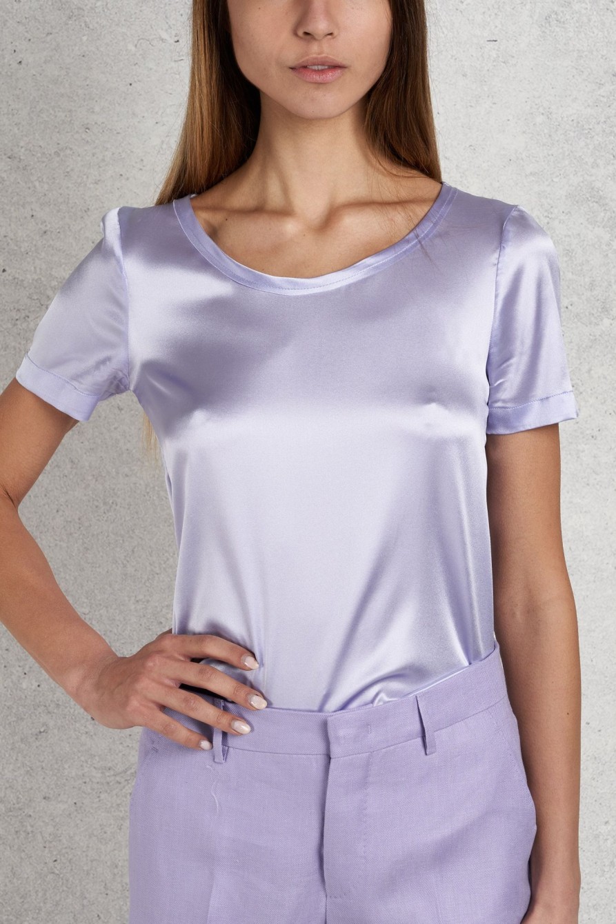 Donna jucca T-Shirt | T-Shirt Raso Lucido Viola Donna