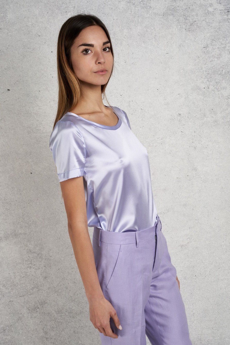 Donna jucca T-Shirt | T-Shirt Raso Lucido Viola Donna