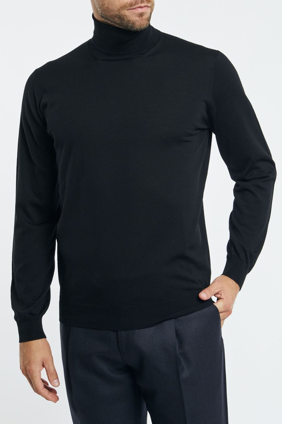 Uomo hindustrie Maglie | Maglia Dolcevita Royal Merino Nero