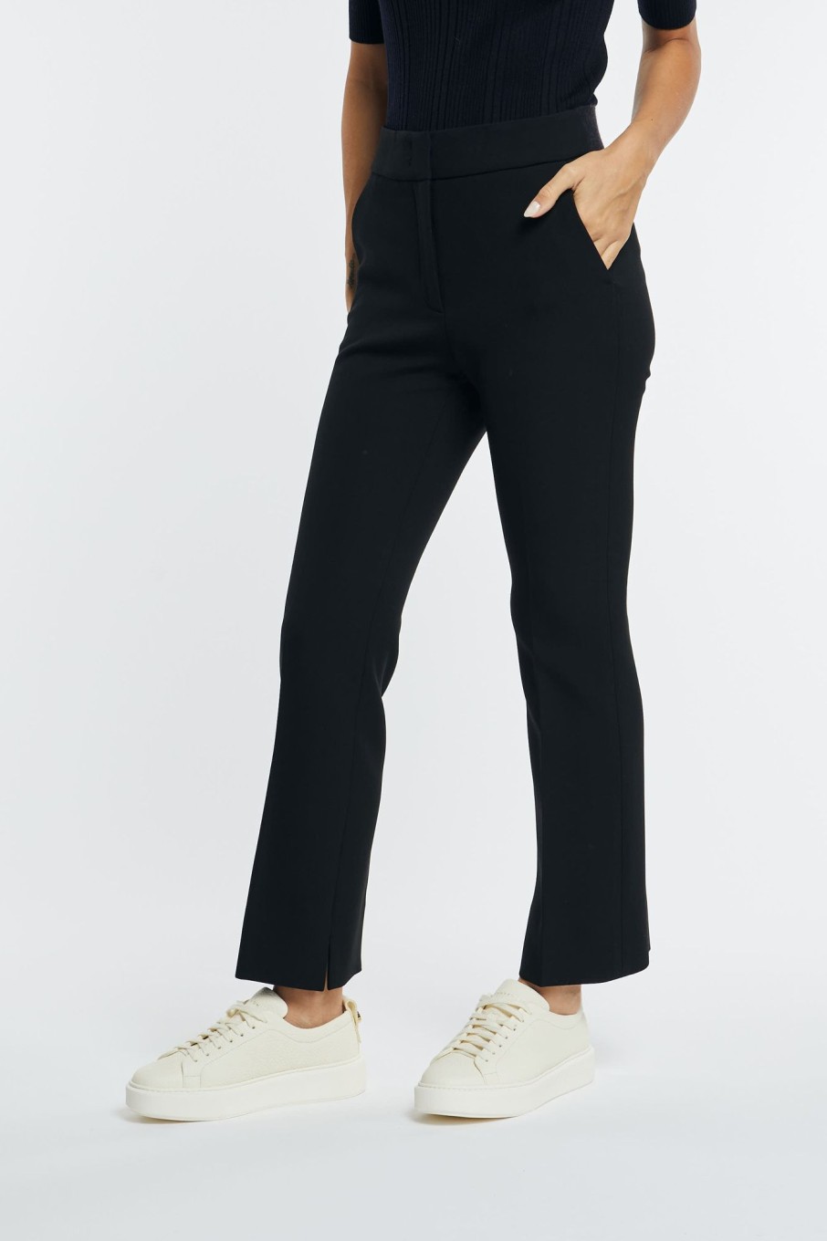 Donna peserico Pantaloni | Pantalone Tela Tecnica Double Nero Donna