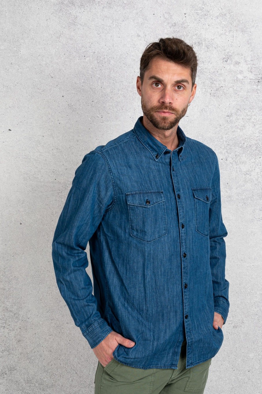 Uomo barbour international Camicie | Camicia Blu Uomo