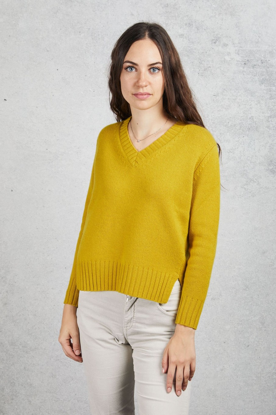 Donna purotatto Maglie | V Neck Sweater Giallo Donna